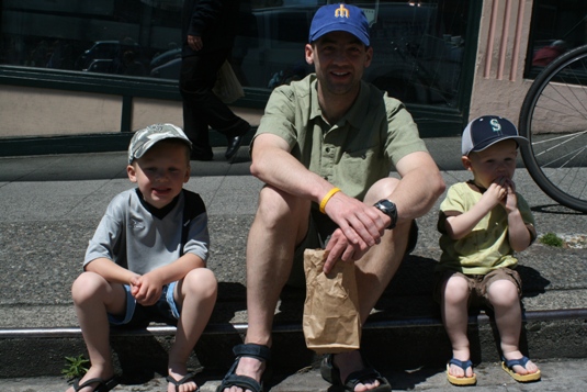 I know, I know, the theme is puppies but Kellan, age 5, and his brother, Quinn, age 2, were too precious with their dad, Tony.