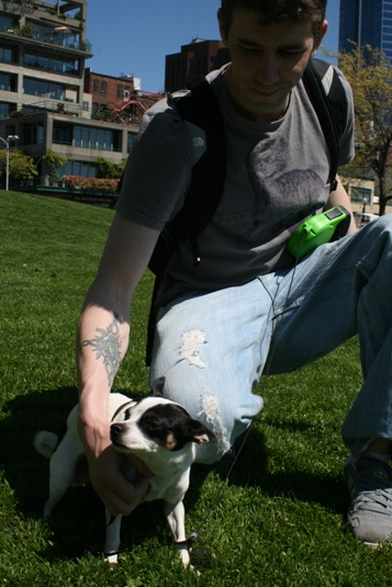 Christian says his pup Vinni loves being outside...and cheese.