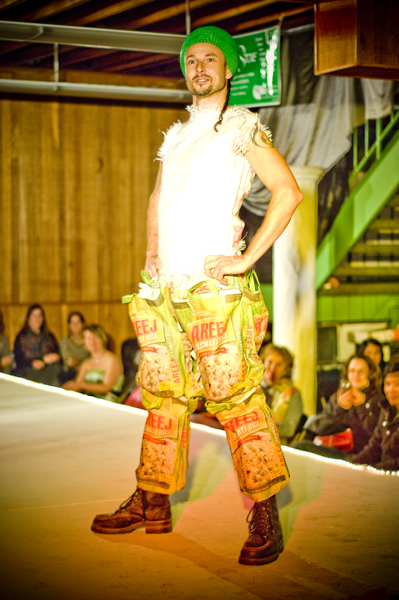 Spanky is stylin' in rice bag cargo pants and shirt.