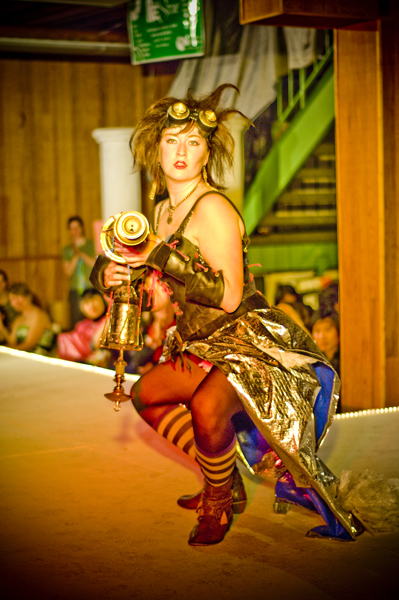 Tarps and inner tubes make for fine fashion.