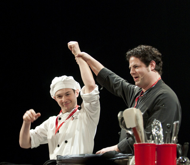 And the winners are...Seth Caswell of Emmer & Rye and his sous chef for the night, student Josh Bristow-Schimmel from the Art Institute of Seattle.