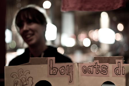 Lisa Simpson of Finn Riggins works the merch table.