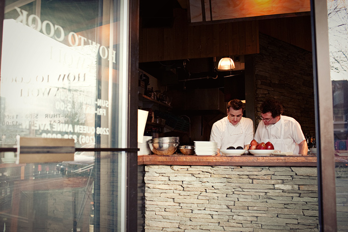 Brandon and Jim prepare tonight's menu at How to Cook a Wolf.