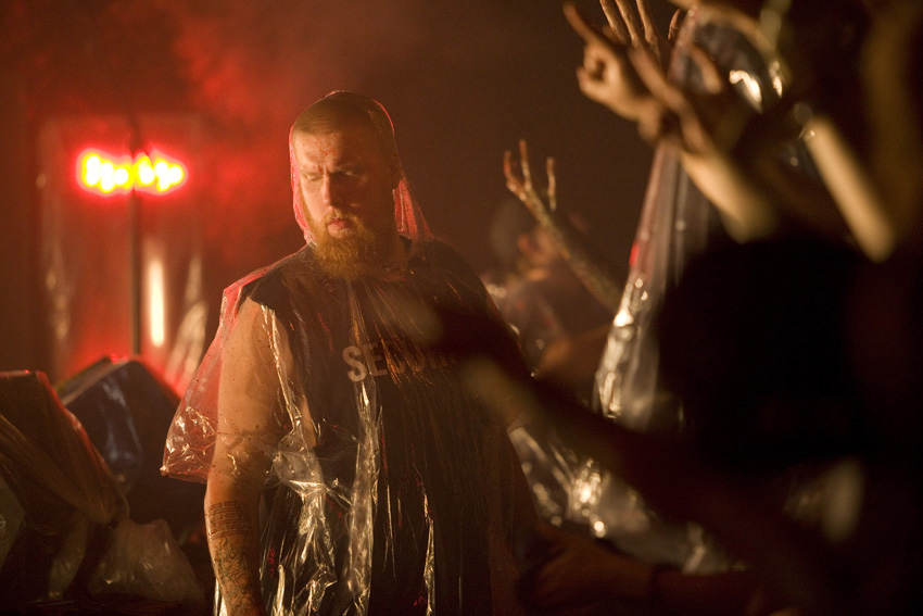 Security prepares for the fake bloodshed.