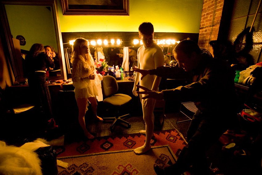 Meanwhile backstage, Director Donn Christianson prepares his cast.