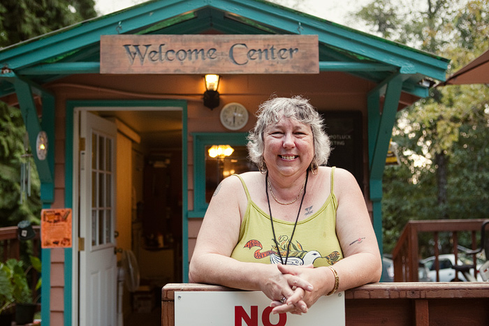 This is Ellen, my welcoming committee.  Every visitor has to check in at the Welcome Center before entering the park.