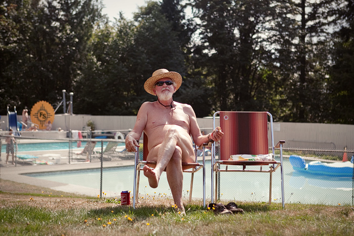 Dave from Florida came all the way up here with his wife just for Nudestock. They came ten years ago and have been looking forward to coming back.  If more people could just try it.  You only have to try it once.  It's just a feeling of freedom.  It's just awesome.  In the last ten years my wife and I have been to 53 different nudist resorts all over the world; the United States, England, France, Australia, every place we go.  We have a fenced in backyard and have always liked skinny-dipping although now that we're older it's not called skinny-dipping anymore, it's called chunky-dunking.  We got a little bit fatter.