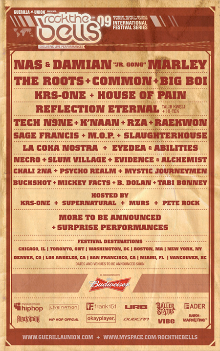 Rock the Bells, Friday, August 14: With Reflection Eternal, Slaughterhouse, Supernatural. Showbox at the Market, 1426 First Ave. 628-3151. 7 p.m. $28 adv, $30 dos. All ages.