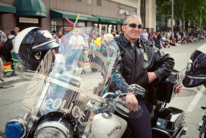 Hot cop on duty at the parade.