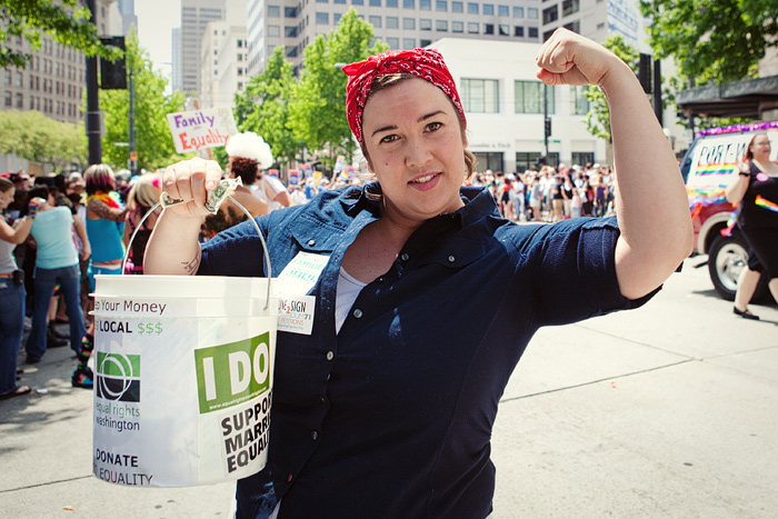 Rosie raises money for Equal Rights Washington.