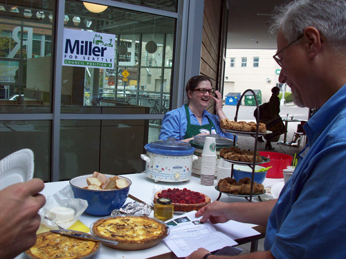 Richard Conlin's quiches and raspberry tart were made with cheese courtesy of his neighbor's goats. Snowflake and Brownie were featured two years ago in SWeekly. Apparently they're now part of the politics in-crowd.