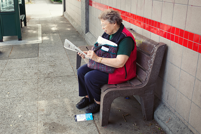 Bartholda (named by her Dutch parents) has done the Seattle Times crossword puzzle every day but Sunday for years.  She says it keeps her mind sharp. Here she catches up on her week's challenges.