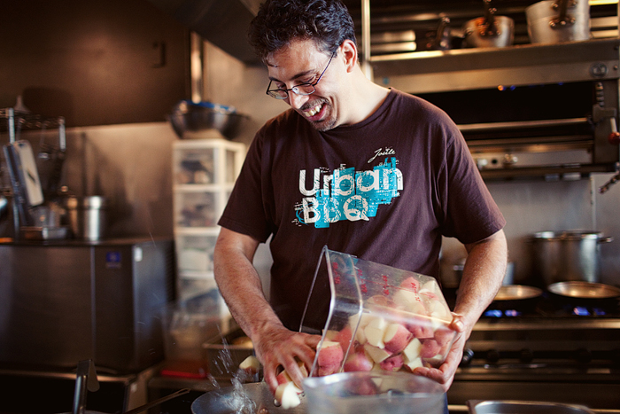Sief, who owns Joule Restaurant with his wife Rachel, gets his red potatoes ready for goat night.  Their Urban BBQ series focuses on a different theme each Sunday.  The New England Clam Boil on the 21st will feature fresh seafood from Taylor Shellfish's Captain Oyster Bill himself, who you may remember from the Ballard Farmer's Market Seattle People slideshow..