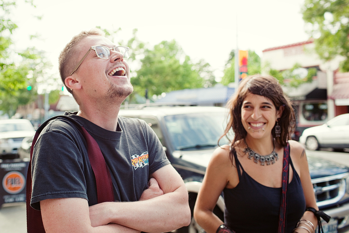 Russell & Susie stop to talk before heading to a BBQ.