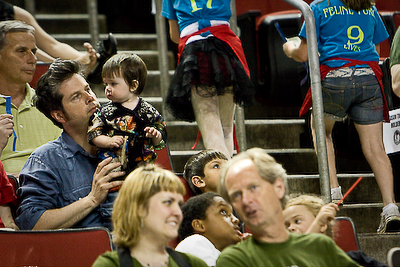 Father and son Rat City Rollergirl fans.