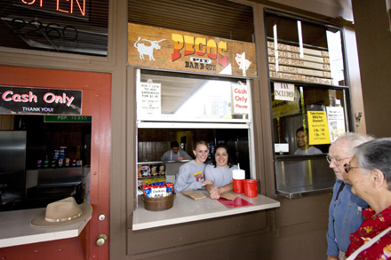The simple walk-up that is Peco's Pit>/b> (2260 First Ave. S.) runs people through like a machine every weekday lunch hour. You choose a pork or beef sandwich ($6.40) and pick your desired strength of sauce. The most savory of its First Ave. brethren, the sauce here may come in varying degrees of hot, but the mild achieves a perfect sweet, sour, and spicy equilibrium; enough to fire a few endorphins, but not so much so that you can't immediately tuck in to your next bite. Note by Maggie Savarino