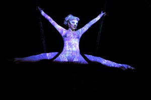 Tamara the Trapeze Lady takes flight at Vamps + Vixens at Julia's on Broadway.