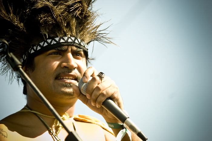 King Khan presiding over the masses at this year's Sasquatch, Saturday