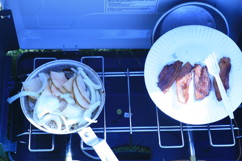 Toss in some sliced/diced onions and potatoes and saute until they're soft.