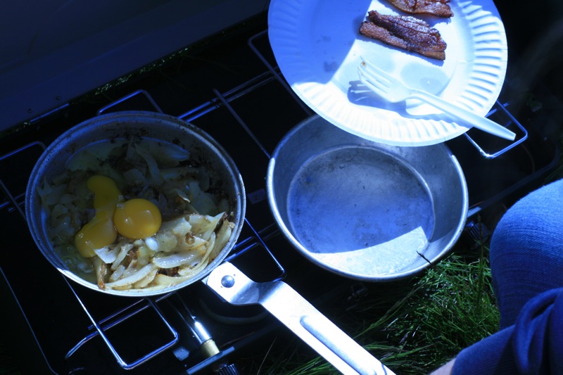 Crack in at least a couple eggs and scramble away.