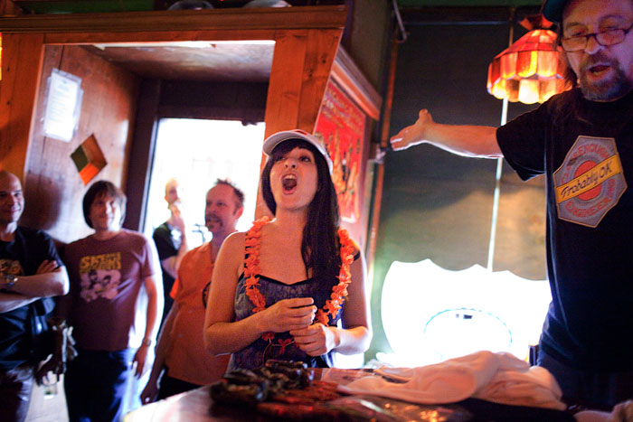 Jamie Beth on learning that as second place finisher, she's won a Pabst Blue Ribbon camping tent.