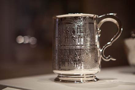 Engraved silver mug: Joseph Ledell, Sr Engraver (showing biblical tale of Joseph).