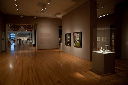 Red, white and blue decorate the gallery.