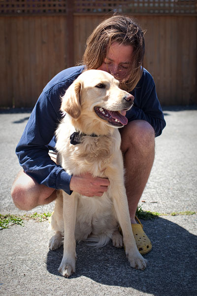 David with his travel buddy, Higby June.