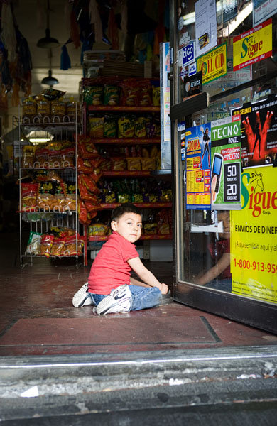 Little boy plays at La Conasupa Market.