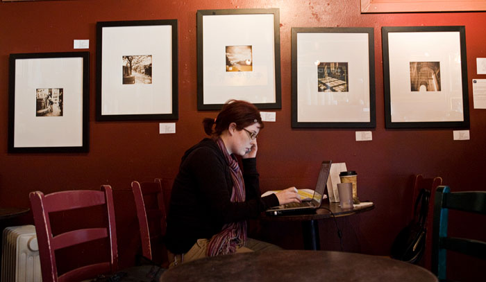 Multitasking at Chocolati Cafe.
