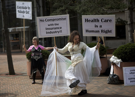 These lovely ladies turned out to advocate for single-payer health care outside