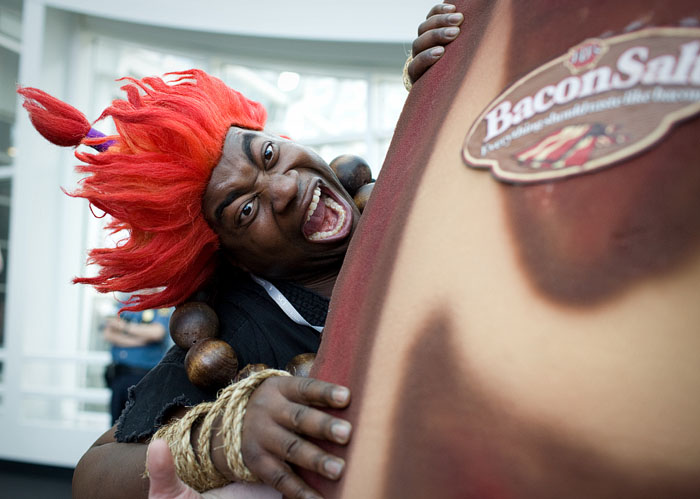 Akuma eats some bacon salt.