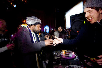 DJs Battled at Trinity  on Thursday, Feb. 6 including James Pants, right and Tilson of The Saturday Knights.