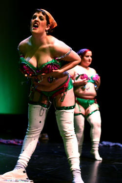 The Von Foxies show of their moves at The Moisture Festival Burlesque Show.
