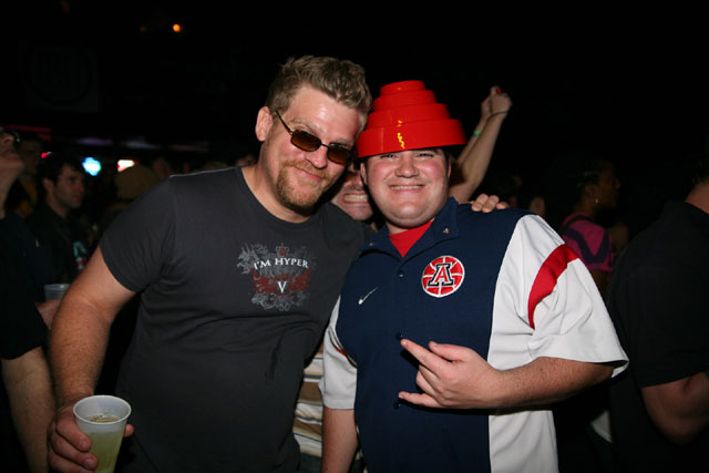 Guy on the left: knows Whip It. Guy on the right: knows the marimba part of the Muzak version of Mongoloid.