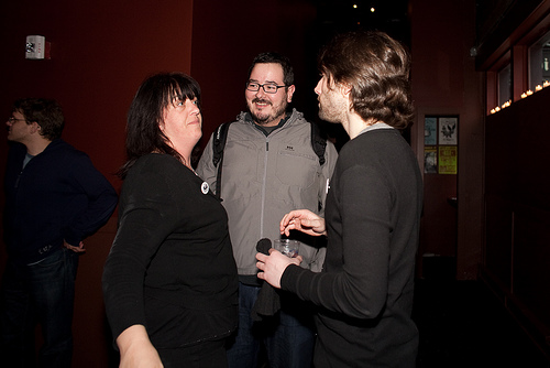 Croc publicist/SW marketing darling Kerri Harrop blows minds with former Croc booker Frank Nieto and Eli Anderson.