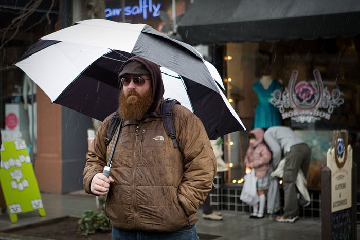 Rain is no match for this well-loved beard.
