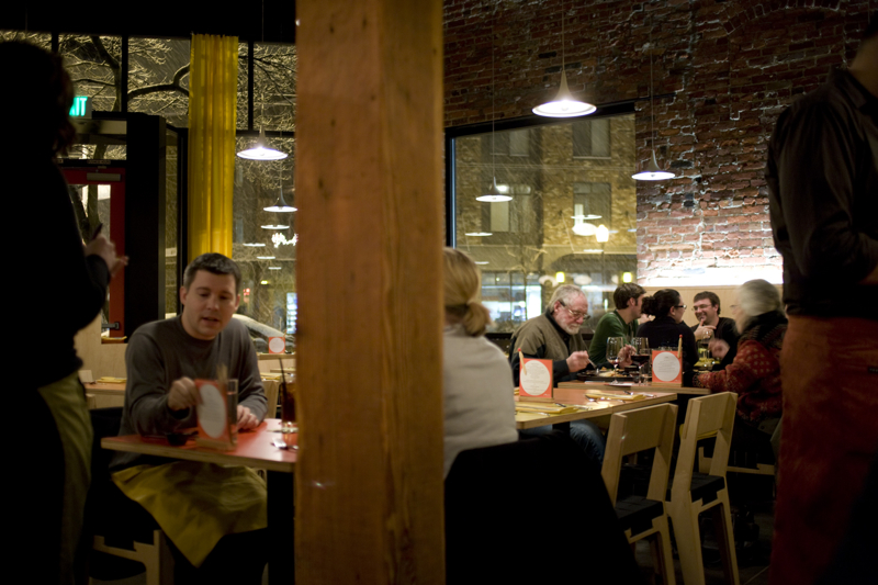 Poppy: Circles abound at Jerry TraunfeldaE™s six-month-old restaurant, from the orange rounds inscribed in the banquettes to the ones on the menu cards. And the chefaE™s daily aEœthali,aE a prix-fixe meal modeled after Indian meals, packs an 18-inch tray with eight to ten tiny bowls and cups. These circles within circles are a visual metaphor for TraunfeldaE™s cuisine, which layers flavors upon flavors, to almost dizzying degree. A parsnip soup is perfumed with bay leaf, cardamom, and vanilla, each emerging and fading on the palate in its own time. Albacore tuna comes with cilantro slaw and pickled shallots, a roast quail rubbed thickly with spices sits atop a pomegranate-walnut compote. If the thali (or its smaller, cheaper sister, the aEœsmaliaE) doesnaE™t leave your belly feeling like a taut, round balloon, Dana CreeaE™s dessert thali, itself filled with miniature scoops and slices, will complete the effect. Note by JONATHAN KAUFFMAN; Serves: dinner. 622 Broadway E., 324-1108, CAPITOL HILL, poppyseattle.com