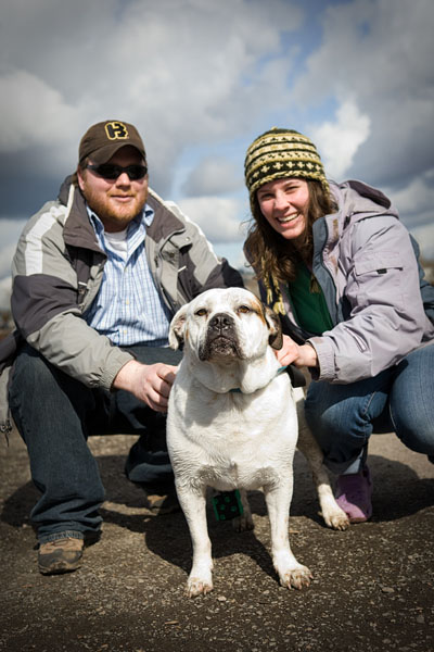 Dozer, seen here with friends Stafford & Sarah.