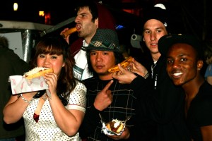 And there it is. The banana phone makes its first appearance of the night outside The Comet.