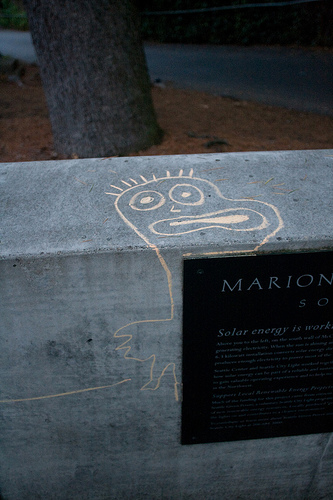 Photo of the Day: Chalk Monster Found at Seattle Center near The International Fountain.