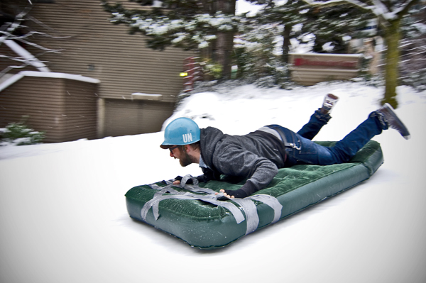 The sleds, the dogs, the people, and the air mattresses. All photos