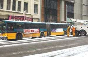 Push harder Metro crews relieve the Lusty Lady of bus pressure.