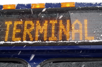 There were, she said, plenty of buses stuck, sportin' the terminal sign.