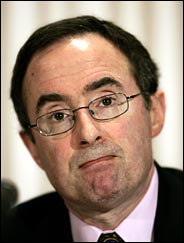 WASHINGTON - MARCH 15:  Michael Kinsley, editorial and opinion editor of the Los Angeles Times, takes part in a panel discussion on the protection of confidential sources for journalists March 15, 2005 at the National Press Club in Washington, DC. Time Magazine reporter Matthew Cooper and New York Times reporter Judith Miller also participated in the discussion. PHOTO CREDIT:  Win McNamee/Getty Images