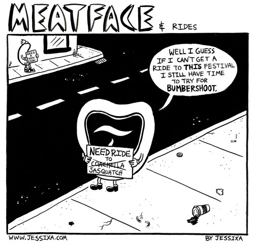 Meatface is a weekly comic strip by Jessixa, about a piece of