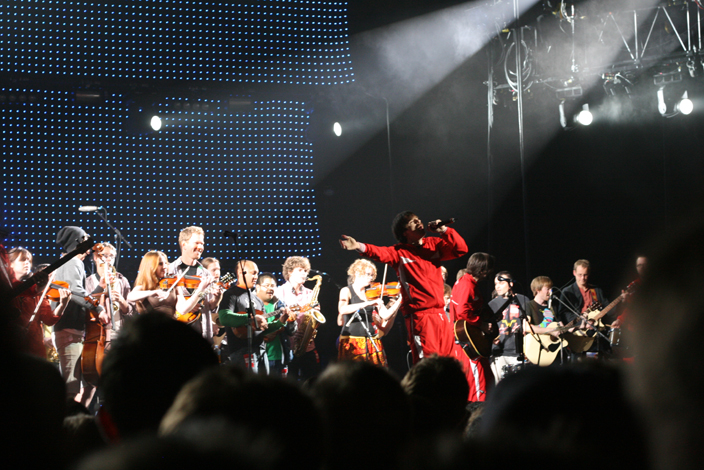 A handful of contest winners performed a pair of songs with Weezer,