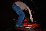 Nathan Dr. Sound Schmeck of Thee Emergency mounts his keyboard.