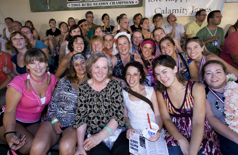 Dana and her clan came out to the roller derby for her bachelorette party.