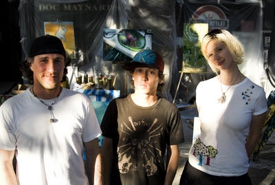 First Thursday Art Walk: Pioneer Square: Northwest Finesse, a group of artists and muralists, set up near the pergola and let people watch them in action.